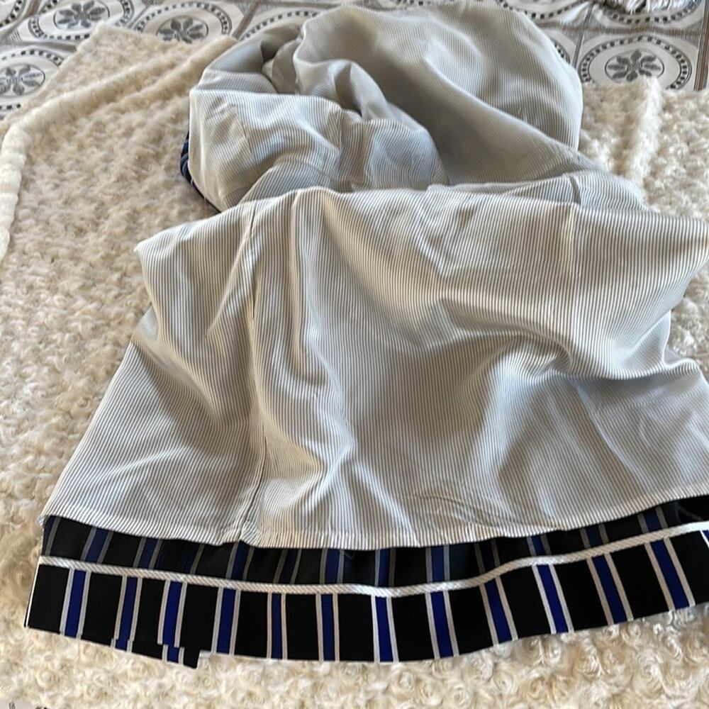 Olympia Le-Tan Striped Dress Sz 42 Blue Black Mock Neck Paris Designer - Picture 14 of 16